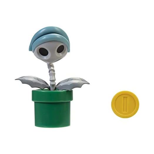 SUPER MARIO Collectible Bone Piranha 4" Poseable Articulated Action Figure with Coin Accessory, Perfect for Kids & Collectors Alike! for Ages 3+ , Green