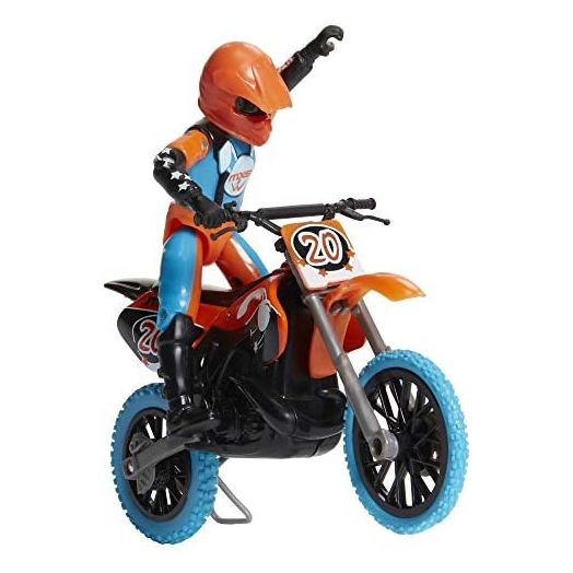 MXS Motocross Bike Toys Moto Extreme Sports, Bike & Rider with SFX Sounds by Jakks Pacific Action Figure Playsets - #20 Orange & Blue Rider, for Kids Ages 5+, (Model: 405052)