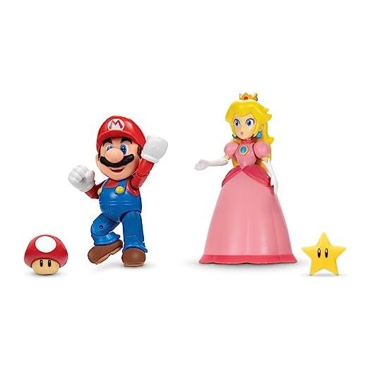 Super Mario Nintendo 4" Figure 2 Pack: Mario & Peach