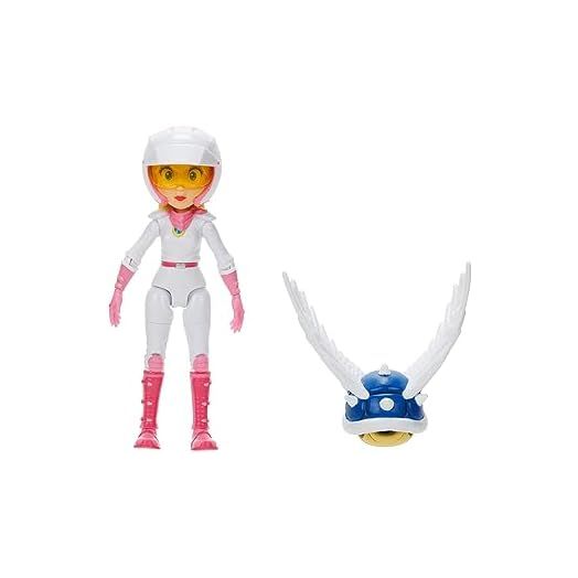 THE SUPER MARIO BROS. MOVIE 5 Inch Action Figure Series 2 Peach Figure in Motorcycle Outfit with Spiny Blue Shell
