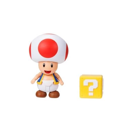 Super Mario 4" Action Figures Red Toad with Question Block