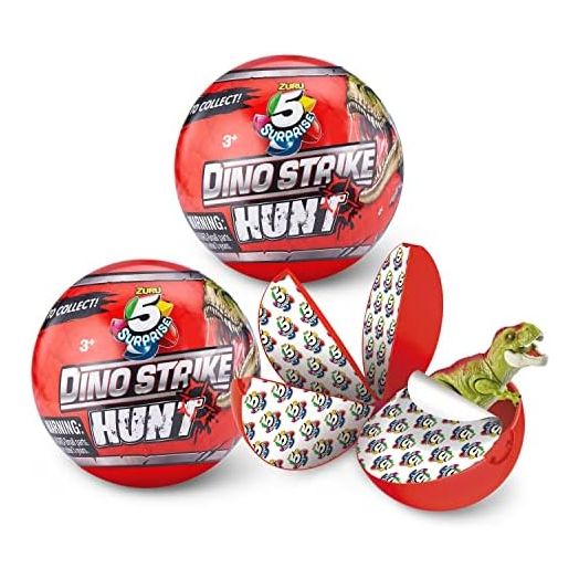 5 Surprise Series 3 - Dino Strike Hunt Capsules by ZURU (2 Pack) Mystery Collectible Mini Dinosaur Toys