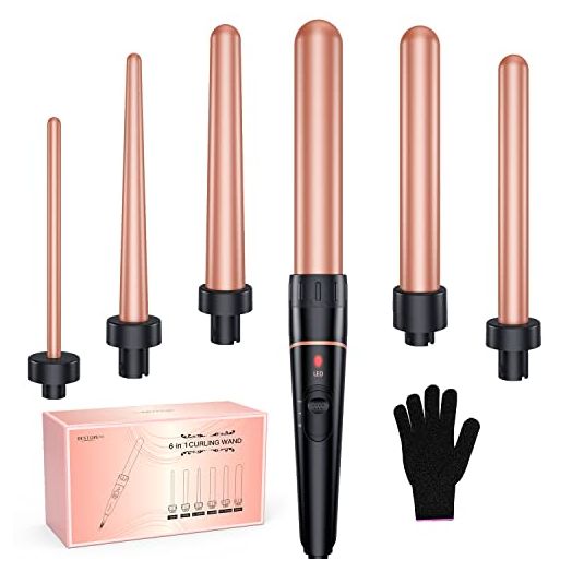 BESTOPE PRO Curling Iron Set 6 in 1 Curling Wand, 0.35''-1.25'' Ceramic Barrels