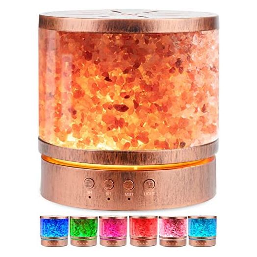 Autumn Rain Essential Oil Diffuser Himalayan Salt Lamp Cool Mist Humidifier 400 ml Ultrasonic Aroma Diffusers Humidifier 7 Colors Changing LED Night Lights Gifts Ideas for Mom
