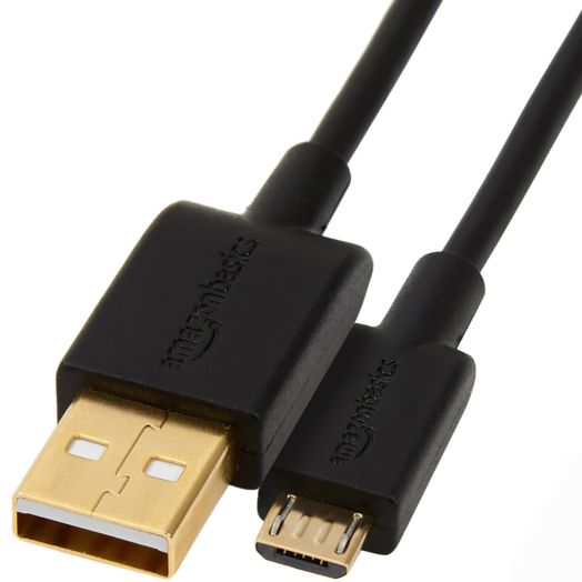 Amazon Basics 5-Pack USB-A to Micro USB Fast Charging Cable, 480Mbps Transfer Speed with Gold-Plated Plugs, USB 2.0, 3 Foot, Black