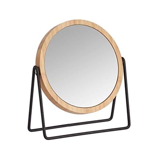 Amazon Basics Vanity Mirror with Bamboo Rim, 1X/5X Magnification