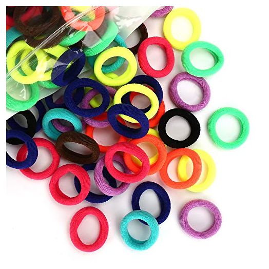 200PCS Seamless Toddler Hair Ties – Mini Baby Hair Bands Ties – Soft Kids Hair Elastics Ponytail Holders for Baby Toddlers Girls , 1 Inch in Diameter, 10 Colors, by NineTong