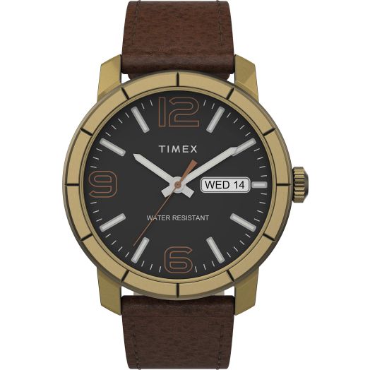 Timex Mod44 44mm Leather Strap Watch - Gold/Brown/Black - TW2T72700