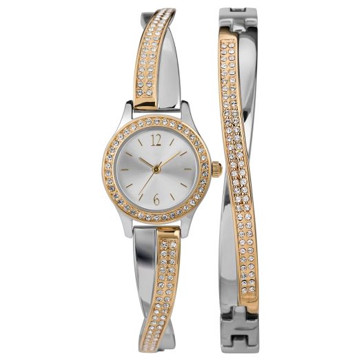 Timex Women's Swarovski Crystal 23mm Watch & Bracelet Gift Set
