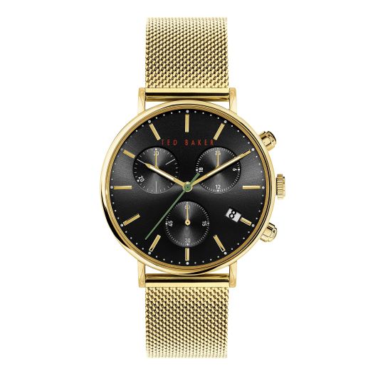 Ted Baker Mimosaa Chrono Men's Stainless Steel Yellow-Gold Mesh Band Watch (Model: BKPMMS118)