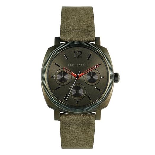 Ted Baker Caine Multifunction Green Leather Strap Watch (Model: BKPCNF1029I)