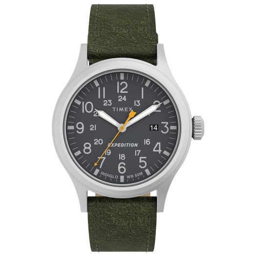 Timex Men's Expedition Scout 40mm Quartz Leather Strap, Green, 20 Casual Watch (Model: TW4B229009J)