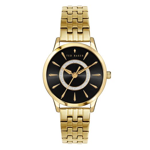 Ted Baker Women's Quartz Stainless Steel Strap, Gold, 16 Casual Watch (Model: BKPFZF1289I), Gold/Black