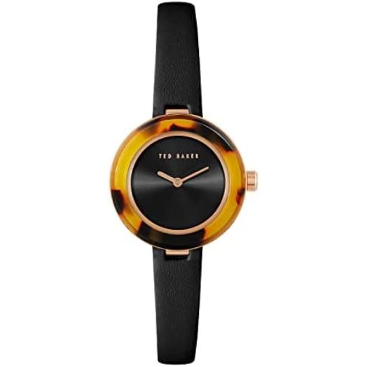 Ted Baker Women's Stainless Steel Quartz Leather Strap, 6 Casual Watch (Model: BKPLEF1129I),Rose Gold/Black