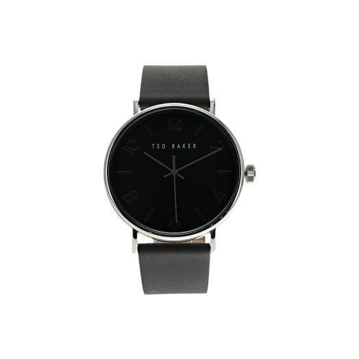 Ted Baker Men's Stainless Steel Quartz Leather Strap,22 Casual Watch (Model: BKPPGF1139I),Silver/Black/Black