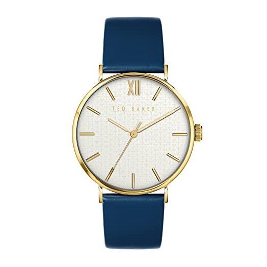 Ted Baker Men's Stainless Steel Quartz Leather Strap, Blue, 22 Casual Watch (Model: BKPPGS2169I), Gold/White/Blue