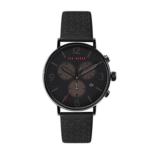 Ted Baker Barnett Backlight Black Leather Strap Watch (Model: BKPBAS2019I)