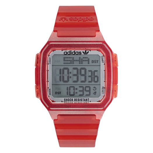 Adidas Translucent Red Resin Strap Digital Watch (Model: AOST220512I)