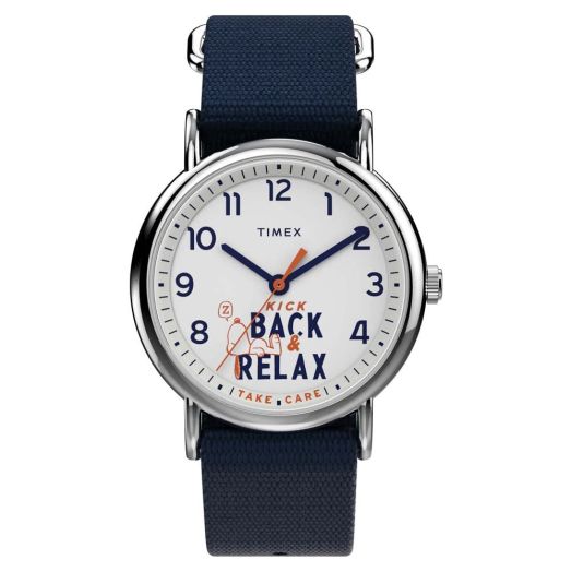 Timex Weekender x Peanuts 38 mm Watch, Blue, TW2V41900-AMZUK