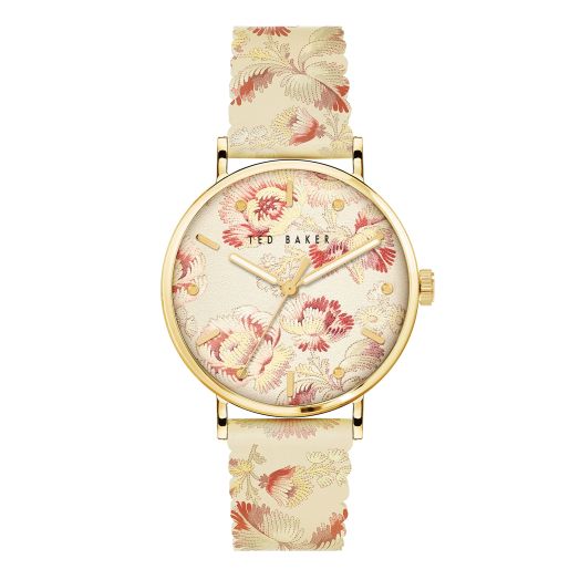 Ted Baker Phylipa Bloom Printed Leather Strap Watch (Model: BKPPHF2039I)