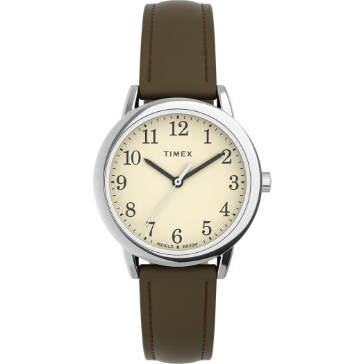 Timex Women's Easy Reader 30mm Watch - Brown Strap Cream Dial Silver-Tone Case