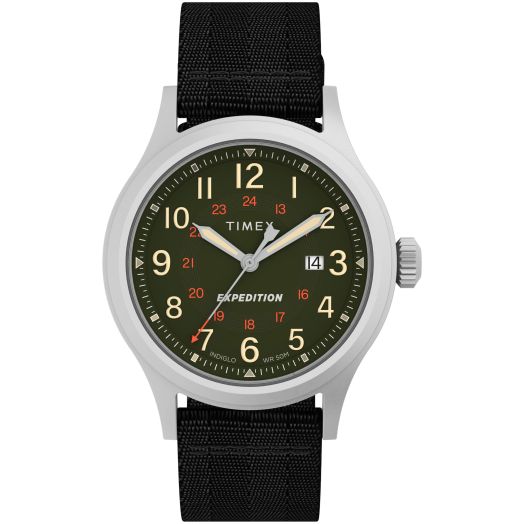 Timex Men's Expedition North Sierra 40mm Watch - Black Strap Green Dial Silver-Tone Case