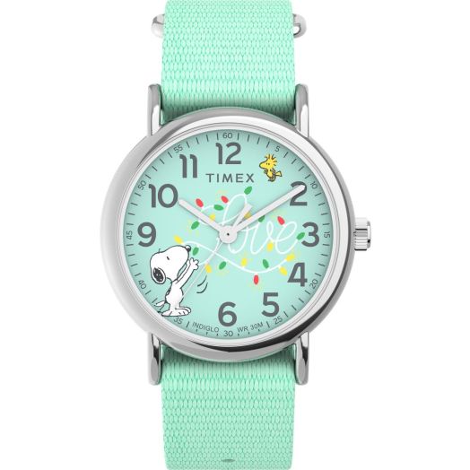 Timex X Peanuts Holiday Weekender (38mm) Blue Dial / Blue Fabric Strap TW2W24500