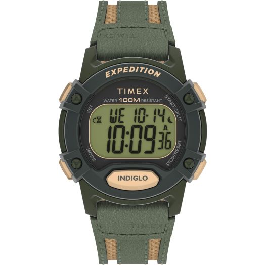 Timex Men's Expedition CAT5 41mm Watch - Green Strap Digital Dial Green Case
