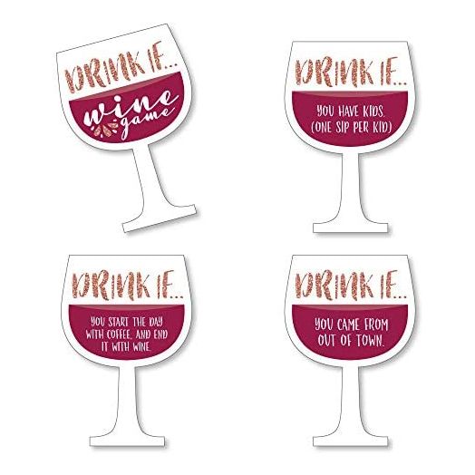 Big Dot of Happiness Drink If Game, But First, Wine, Wine Tasting Party Game, 24 Count