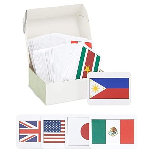BLUE PANDA 205 Countries of The World Flags Flash Cards for Education - Kids Geography Country Flashcards with Continent and Capital (2.5 x 3.5 in)