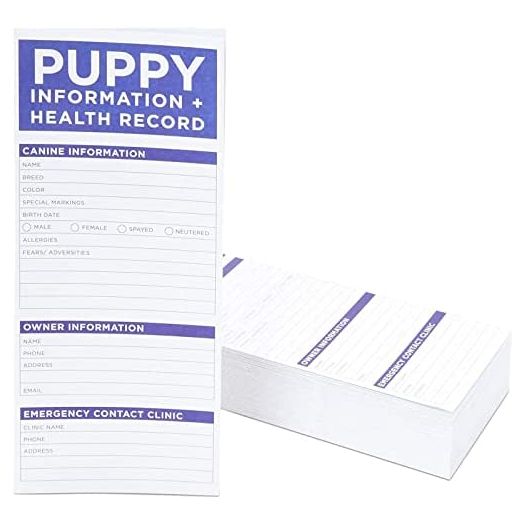 Okuna Outpost Puppy Vaccine Cards, Dog Health Records (8.5 x 11 in, 60 Pack)