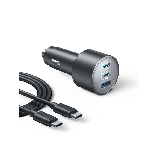 Anker USB-C Car Charger, 167.5W Max 3-Port Ultra-Compact Type-C Fast Car Charger, for MacBook Pro/Air, iPhone 15/14 / 13 Series, Samsung S24 / S23, iPad Pro, AirPods, and More