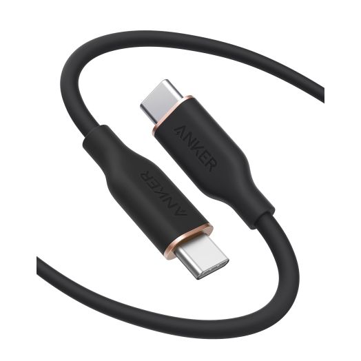 Anker USB C Cable(100W 6ft) Type C Charger Cord Powerline III Flow Silicone Fast Charging for iPhone 15/15Pro/15ProMax MacBook Pro 2020,iPad Pro 2020, iPad Air 4,Samsung Galaxy S23(Midnight Black)