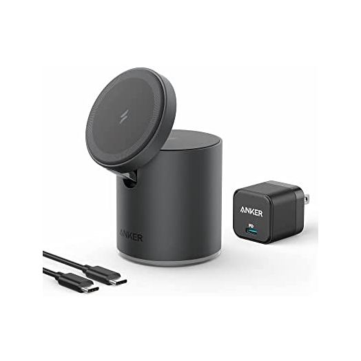 Anker Magnetic Wireless Charger, 623 MagGo 2-in-1 Wireless Charging Station with 20W USB-C Charger, for iPhone 13/13 Pro / 13 Pro Max / 13 Mini/iPhone 12/12 Pro, AirPods Pro (Interstellar Gray)
