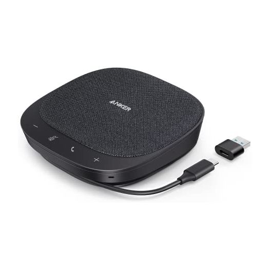 Anker PowerConf S330 USB Speakerphone, Conference Microphone for Home Office, Smart Voice Enhancement, Plug and Play, 360° Voice Coverage via 4 Microphones, and Powerful Sound