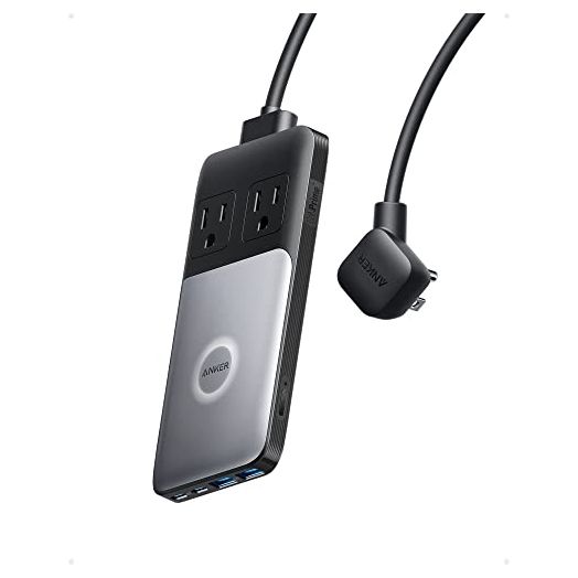 Anker 727 Charging Station (GaNPrime 100W), Compact Power Strip for Travel, Work, 5 ft Detachable Extension Cord with 2 Outlets and 4 USB Ports, for iPhone 14, Samsung, iPad, MacBook (Not a Battery)