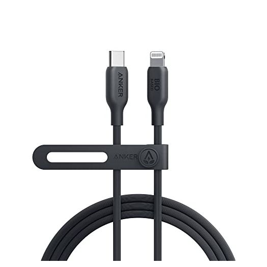 Anker USB-C to Lightning Cable, MFi Certified iPhone Charging, 6ft Phantom Black for iPhone 14/14pro/14pro Max/13/13 Pro/12/11/X/XS/XR/8 Plus - Fast Charging, Bio-Based (Charger Not Included)