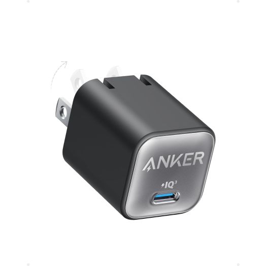 USB C GaN Charger 30W, Anker 511 Charger (Nano 3), PIQ 3.0 Foldable PPS Fast Charger for iPhone 15/15 Pro/14/14 Pro Max/13, Galaxy, iPad (Cable Not Included)-Phantom Black