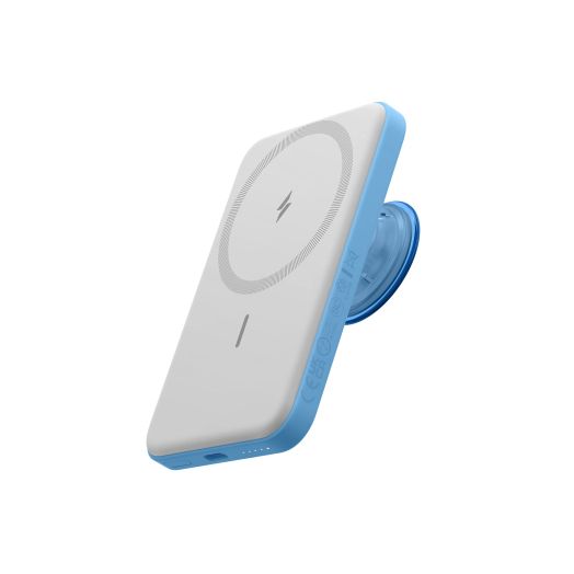 Anker 622 Magnetic Battery (MagGo with PopSockets Grip), 5,000mAh Portable Charger with Swappable PopGrip and Stand, USB-C for iPhone 14/13/12 Series (Blue)