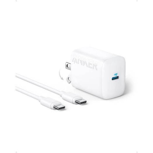 Anker 30W USB-C Charger, Anker 312 Charger with Compact and Foldable Design, High-Speed Fast Charging for iPhone 14/13/12 Series, Samsung S23, MacBook Air, iPad Pro, & More 5 ft USB C Cable Included