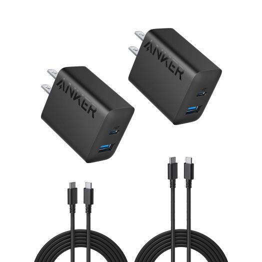 Anker iPhone 15 Charger, Anker USB C Charger, 2-Pack 20W Dual Port USB Fast Wall Charger, USB C Charger Block for iPhone 15/15 Pro/15 Pro Max/iPad Pro/AirPods & More (2-Pack 5 ft USBC Cable Included)