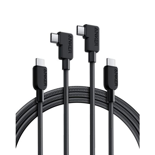 Anker USB C Cable Right Angle, 240W 2-Pack 6 ft USB C to USB C Cable, 90 Degree Type C Braided Charging Cord, For iPhone 15, Samsung Galaxy S23, MacBook Pro 2020, iPad Pro, iPad Air 4, Pixel, and More