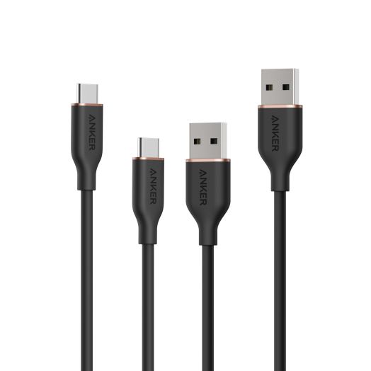 Anker Flow Cable, USB A to USB C Cable (3ft, 2Pack), Car Carplay Type C Charger, for iPhone 15, Samsung Galaxy S23 / S22, Note20 / 10 Series, HTC, and More (Cord Organizer Included, Midnight Black)