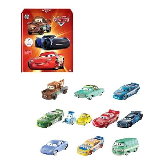 Mattel Disney and Pixar Cars Set of 10 Die-Cast Mini Racers Vehicles, Collectible Set of 1:55 Scale Toy Cars Inspired by Movies