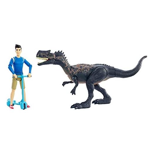 Jurassic World Human & Dino Pack Kenji & Monolophosaurus Action Figures, Segway Accessory, Camp Cretaceous Movable Joints & Authentic Sculpt, Kids Gift Ages 4 Year & Older