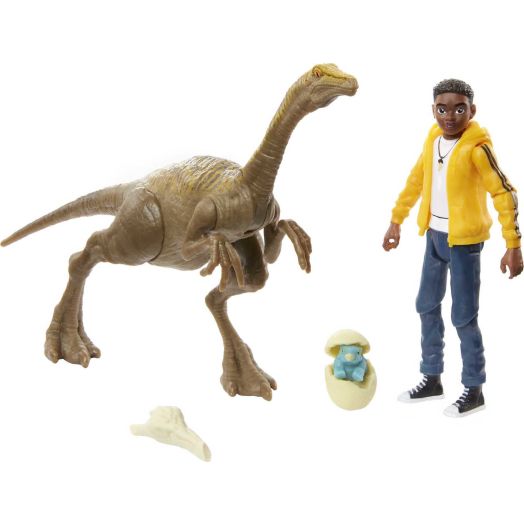 Jurassic World Human & Dino Pack Darius & Gallimimus Action Figures, 4 Year Olds & Up