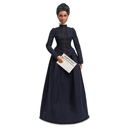 Ida B. Wells Barbie Inspiring Women Doll Wearing Blue Dress, with Newspaper Accessory, Gift for Collectors and Kids Ages 6 Years Old & Up