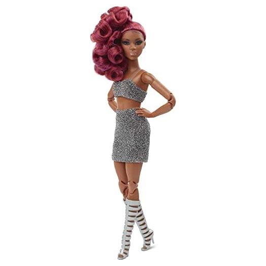Barbie Signature Barbie Looks Doll (Petite, Red Hair) Fully Posable Fashion Doll Wearing Glittery Crop Top & Skirt, Gift for Collectors