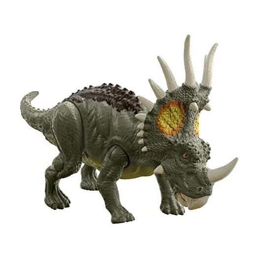 Jurassic World Fierce Force Styracosaurus Camp Cretaceous Authentic Dinosaur Strike Motion Action Figure, Movable Joints, Gift 3 Years & Older