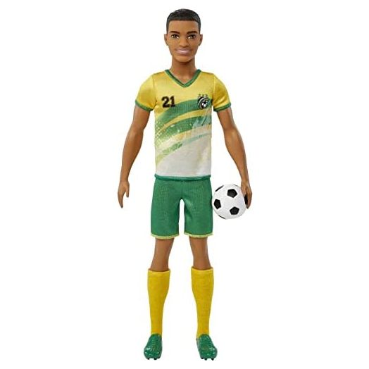 Ken Soccer Doll, Short Cropped Hair, Colorful #21 Uniform, Soccer Ball, Cleats, Tall Socks, Great Sports-Inspired Gift for Ages 3 and Up